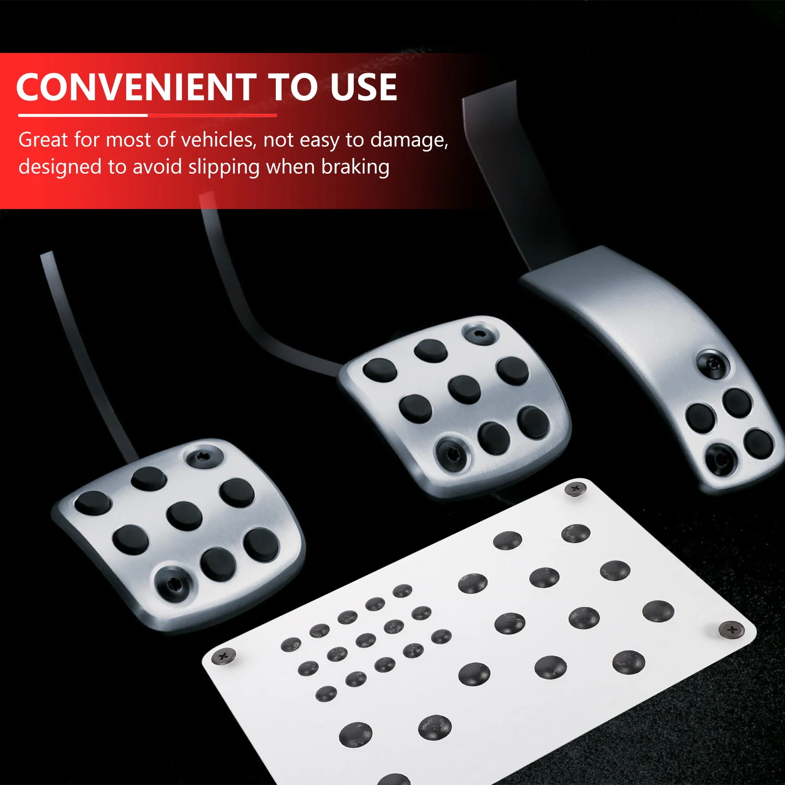 

Car Foot Pedal Mats Black Non Slip Plate Heel Rest Accessories Durable Wear Resistant Practical Stable Design Long