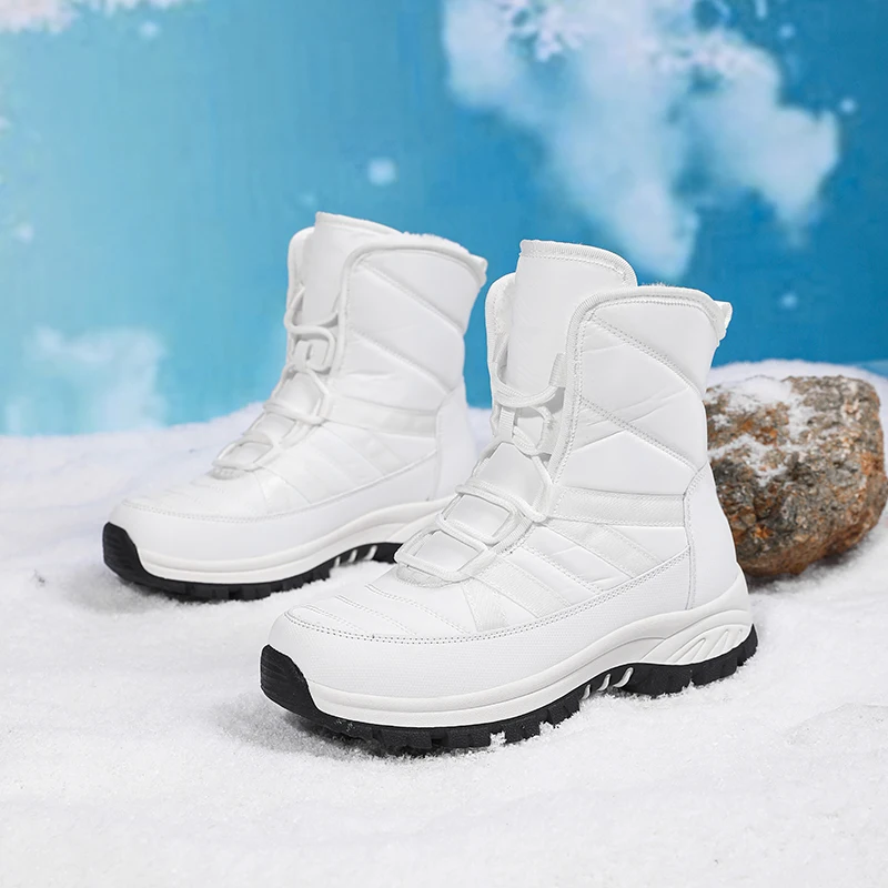 

Men's Winter Snow Boots New Waterproof Leather Sports Shoes Warm Men's Boots Outdoor Women Hiking Boots Work Shoes, Sizes 35-42