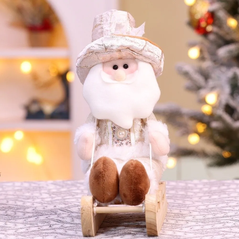 

Champagne Sled Sitting Doll Santa Claus Cartoon Christmas Decorations Soft Exquisite Snowman Desktop Doll Home Decoration