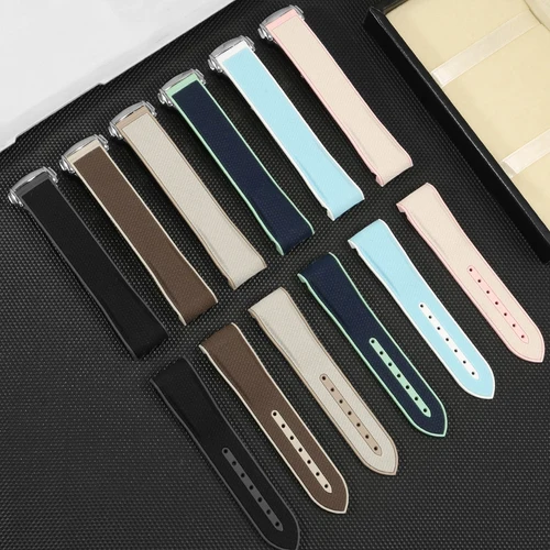 Imagen 2 del producto Correa de extremo curvo de 20mm para Omega X Swatch Joint MoonSwatch Sport, hebilla plegable de goma de silicona para Seamaster 300
