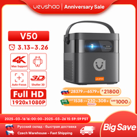 Vevshao V50 3D Portable Mini Projector 4K HD LED WiFi 1080P Movies Video DLP Home Theater Projectors With 15000mAh Battery