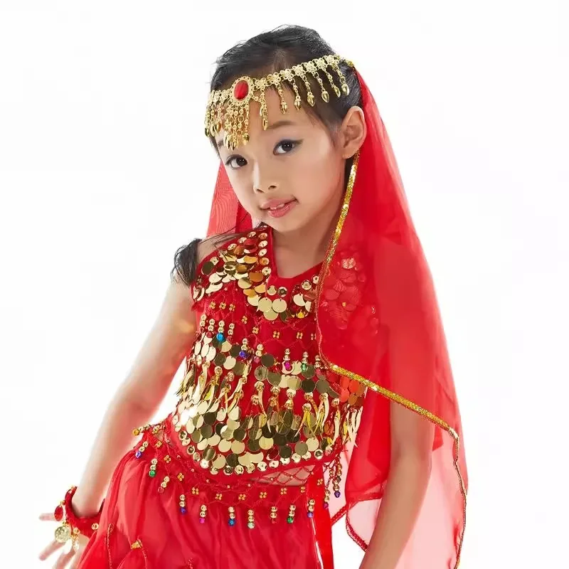 Customized Children's Belly Dance Costume Headcloth Kid's Dance Clothing Set Headwear Big Drill Chain+Headcloth Girl Accessories