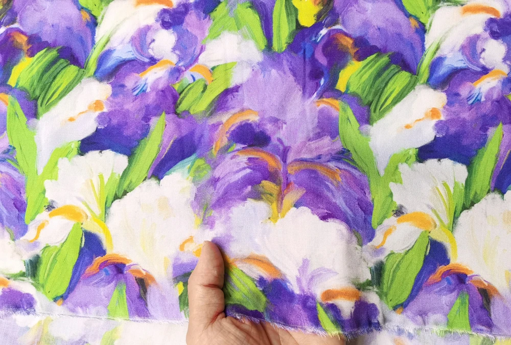 1 Meter X 1,4 Meter Lila Bedruckter Rayon-Stoff Weiches Sommerkleid Hemd Robe Abaya Material Viskose – Detail 7