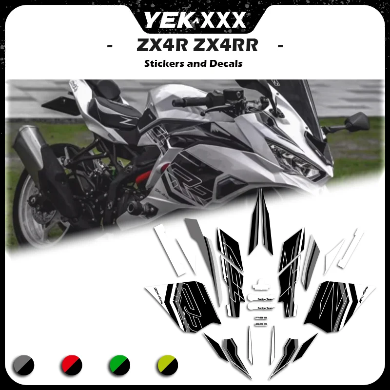 

For Kawasaki Ninja ZX4R ZX4RR 2021-2025 Full Body Fairing Decal Set – OEM Replacement with Metal Flash