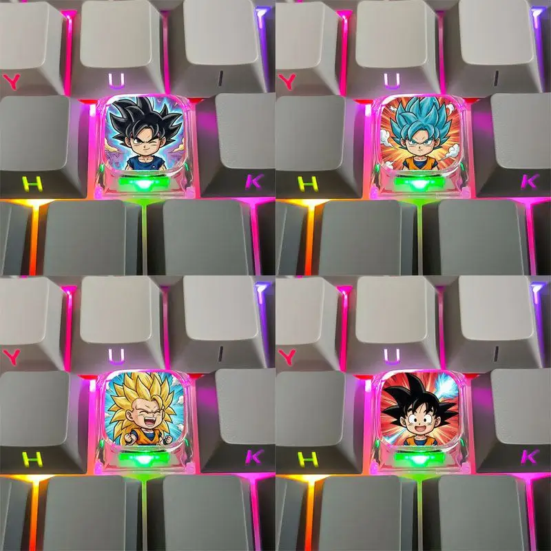 Bandai Dragon Ball GOKU Super Saiyan Keycaps XDA Mechanical Keyboard Transparent Custom LED Backlit Shine Through Cherry MX Gift