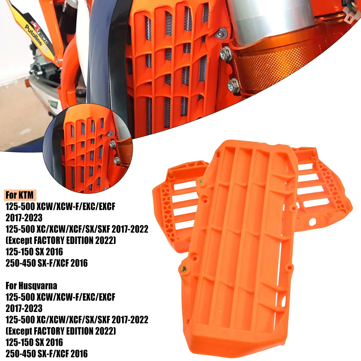 ppプラスチック製オートバイラジエーターグリルプロテクター、ラジエーターガード（ktm-sxf-xcf-excf、husqvarna-fe-te-tx-fx、gasgas-mc-ec-ex用）