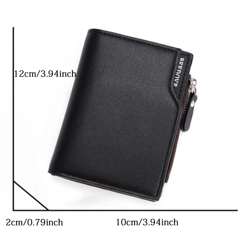 Vintage Men PU Leather Wallet Short Slim Male Purses Money Credit Card Holders with Zipper Men Wallet Money Bag