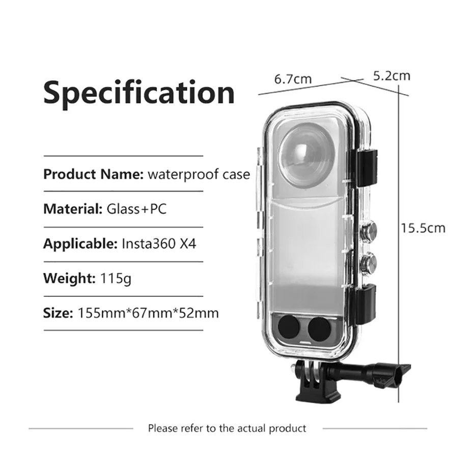 Wasserdichtes, unsichtbares Gehäuse für Insta360 X3 X4 X5 X6, wasserdichte Schutzhülle, Unterwassergehäuse für Tauchgänge bis 40 m, Zubehör für Insta 360 X5. – Detail 2