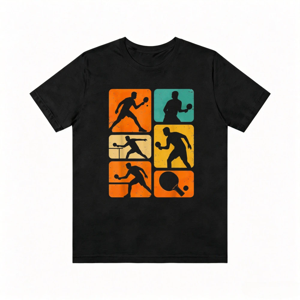 Table Tennis Ping Pong Vintage Graphic Printed Gift for Sports Lover Tshirt Casual Fashion Loose Harajuku Hip Hop Unisex Tees