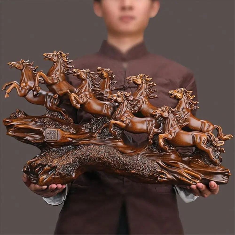 

Resin Sculpture Eight Running Horses Statue,8 Galloping Feng Shui Horse Ornament,Home Decor Art Horse Sculpture Decoration,For