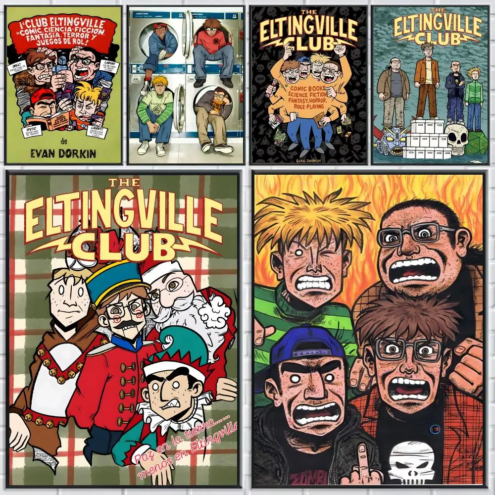 Eltingville Club Poster HD-Kunststicker Selbstklebend für Spielzimmer, Schlafzimmer, Flur, Wanddekoration, Geschenk