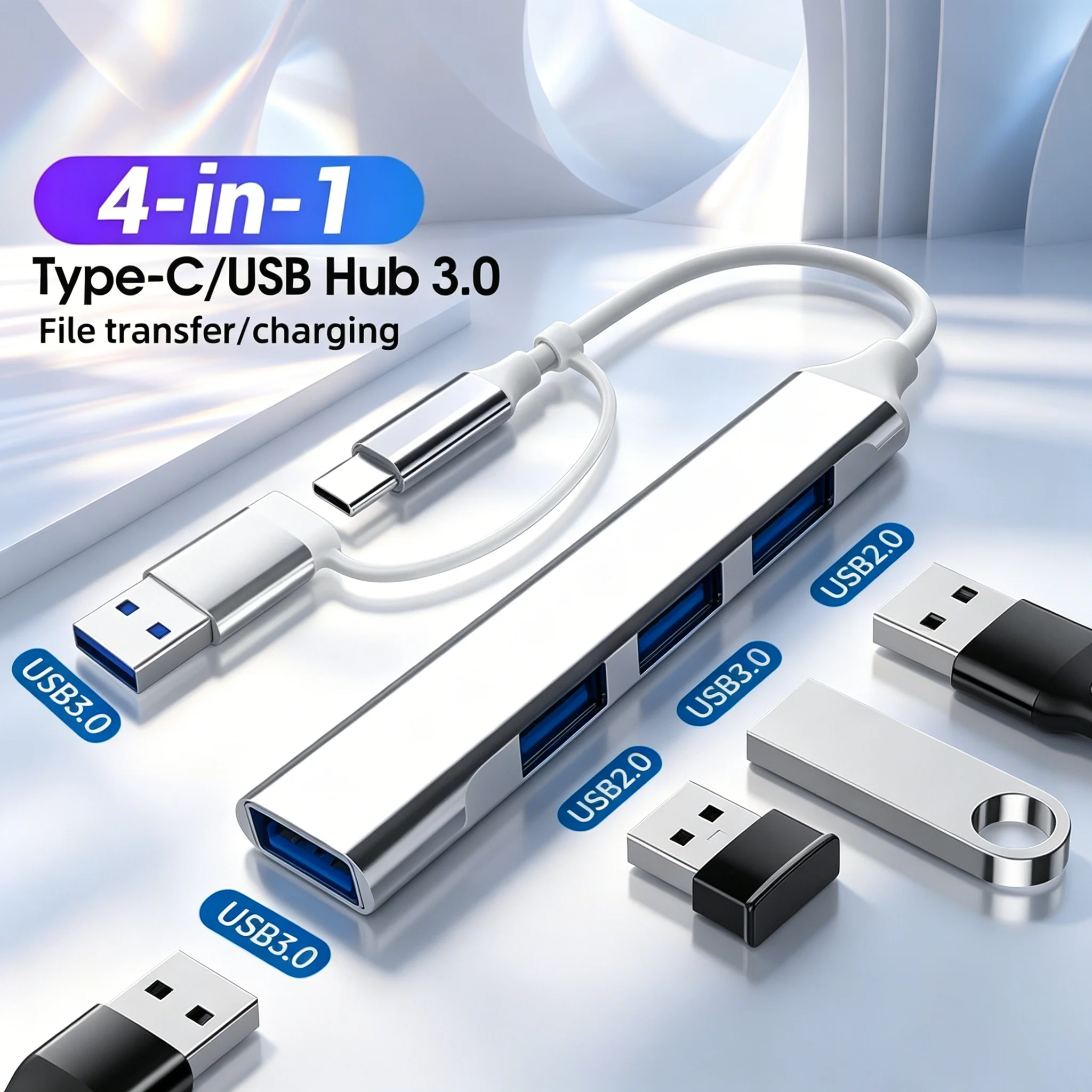 USB 3.0 MultiPorts TF SD Card Reader Audio Output Hub Splitter USB 2.0 Type C Adapter Docking Ststion for Macbook Pro Computer