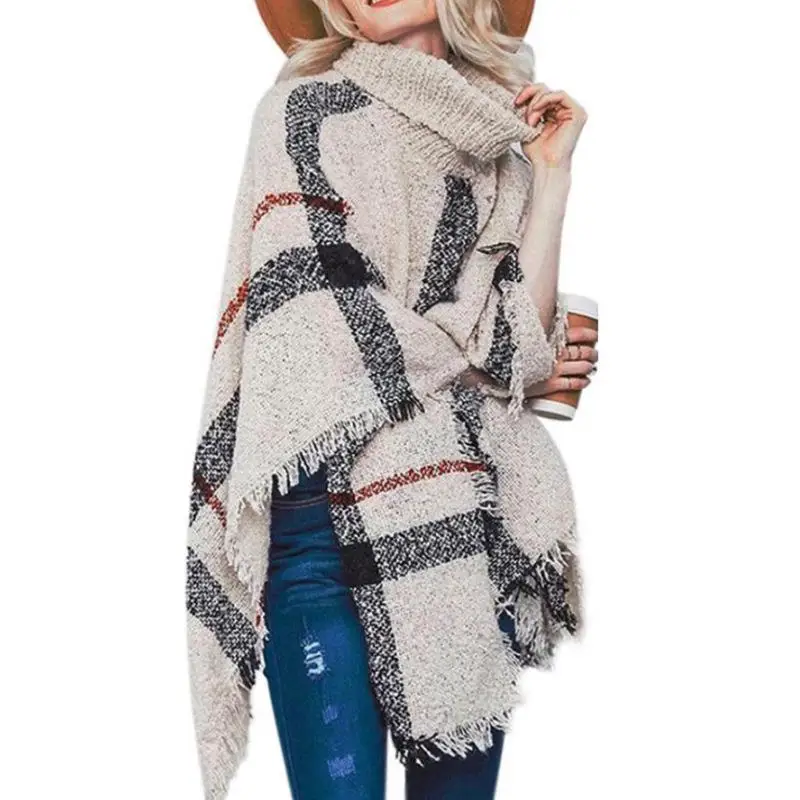 

Women's Oversized Knitwear Coat High Collar Tassel Long Sve Mid-Length Sweater Spring Autumn Winter Seasonal Faion Trend