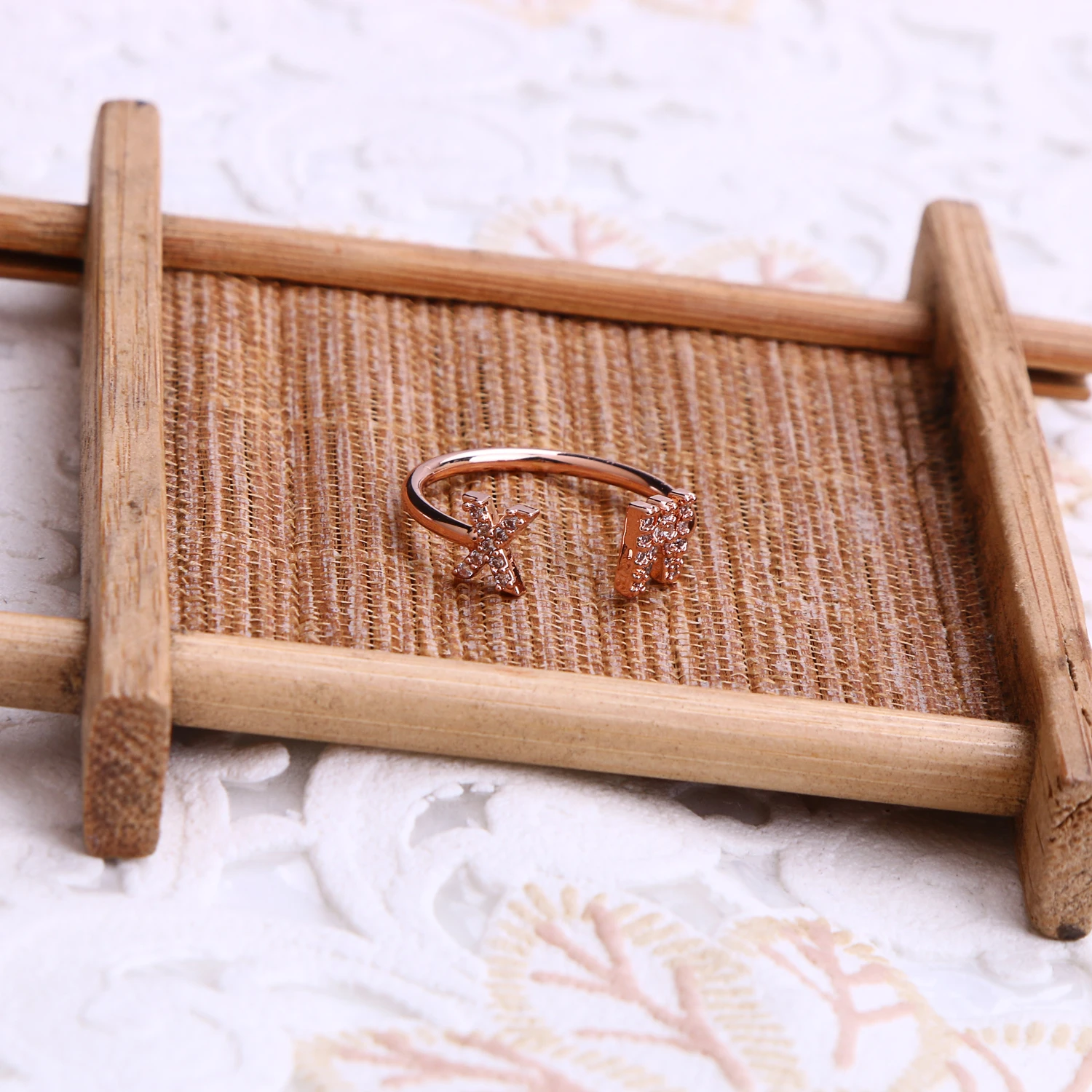 Lateefah Open Ring Custom Letter Jewelry Iced For Women  Jewelry For Gifts Out Zircon Stone Geometric letters fashion Ring