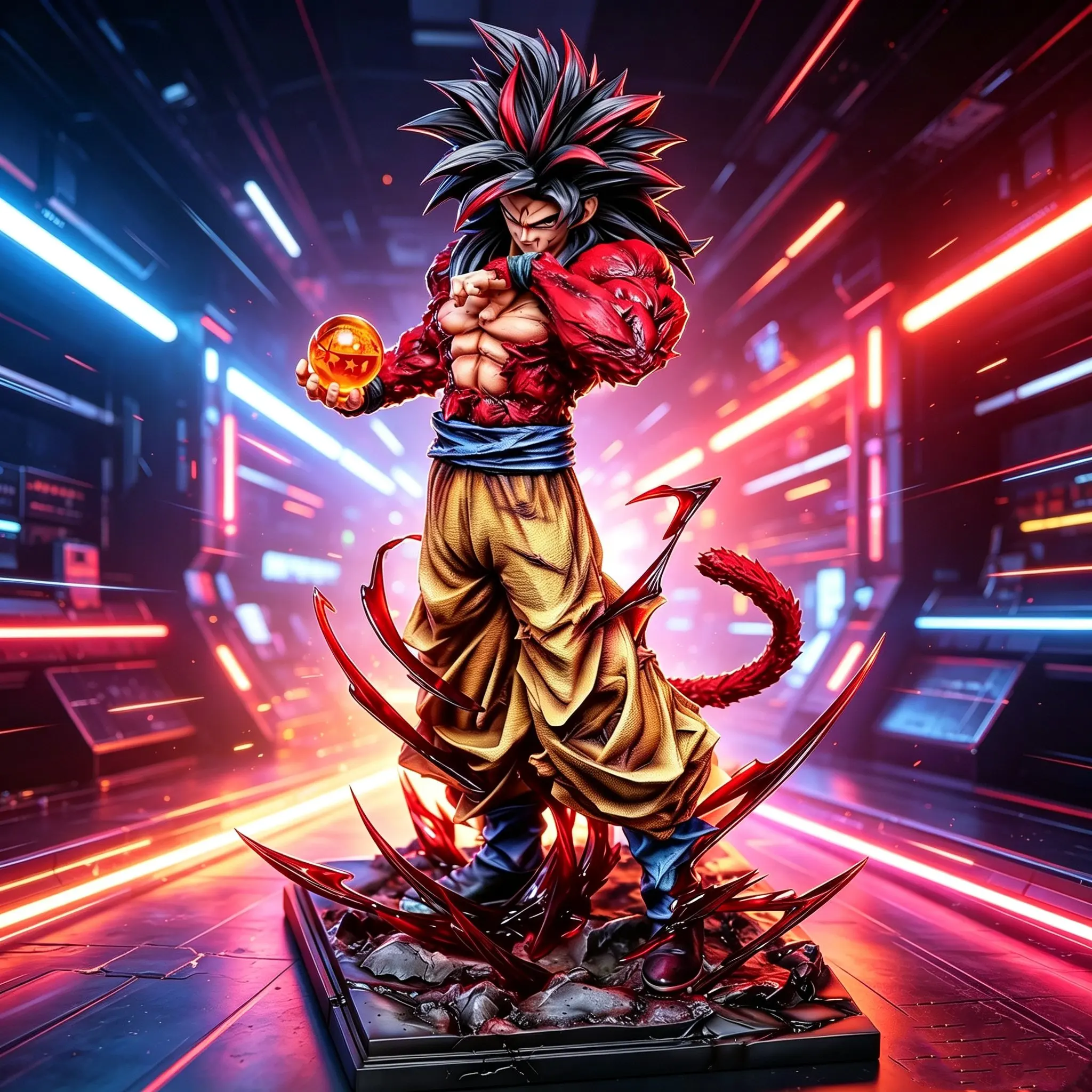 Figura di Goku Super Saiyan 4 da Dragon Ball z con Mani
