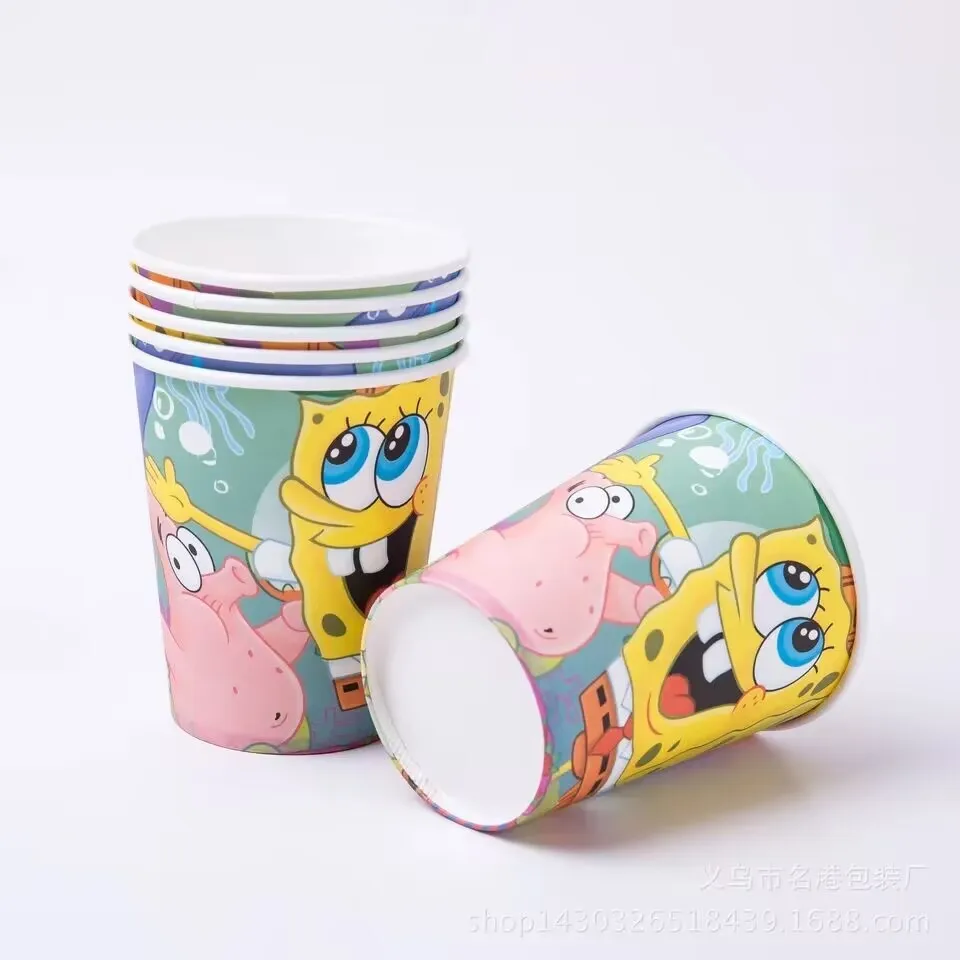 Animated Cartoon Sponge-Bob Kilds Birthday Decoration Paper Cups Plate Tablecloth Party Tableware For Baby Shower Supplies Gifts