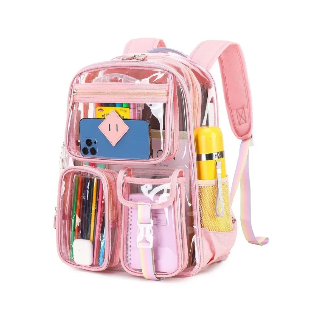 

New Transparent Schoolbag Adjustable Strap Large Capacity Shoulders Bag Waterproof Versatile Computer Bag