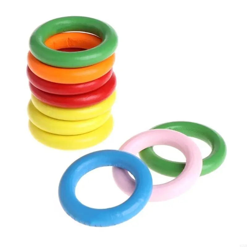 97QD 10 Pcs Unfinished Solid Wooden Rings for Craft Jewelry Making DIY Bird Toy Parrot Chewing Blocks Accessories 3 Sizes