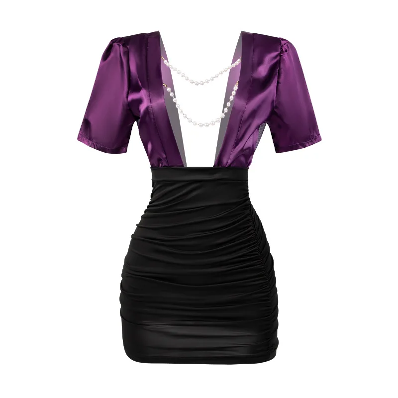 섹시한 란제리 관점 오픈 가슴 엉덩이 랩 스커트 사무실 레이디 에로틱 코스프레 의상 매혹적인 비서 사교계 유니폼 뜨거운