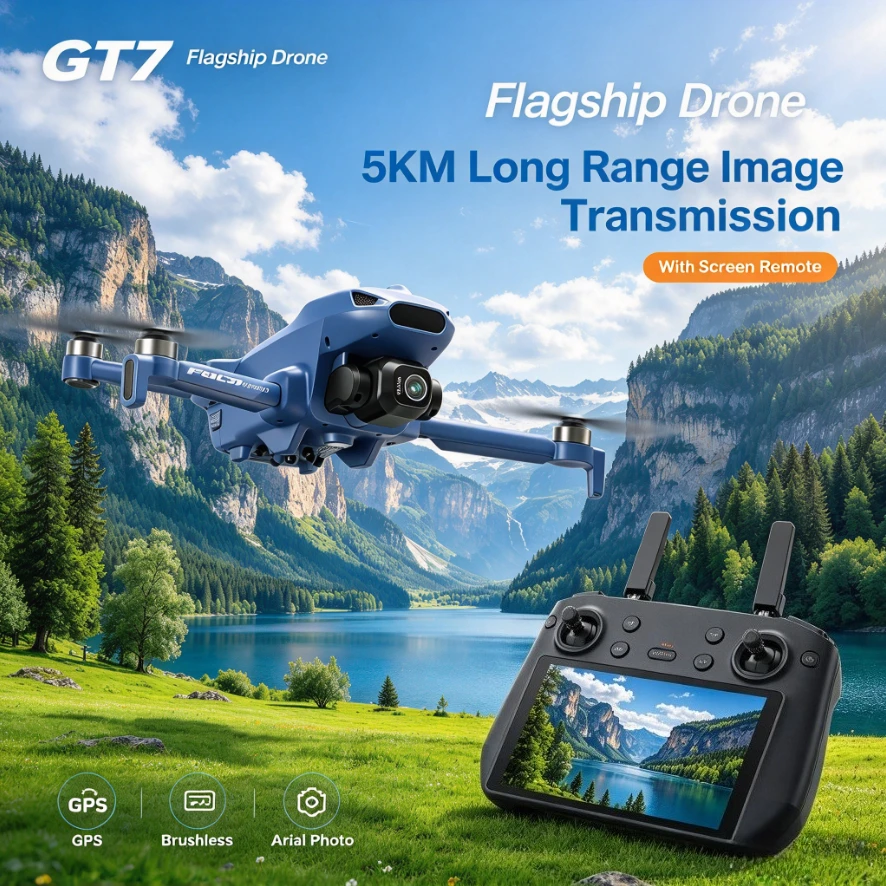 Original GT7 Foldable GPS Drone Range 5G Signal Repeater Brushless Motor Screen Remote 8K HD FPV Aerial Photography Quadcopter