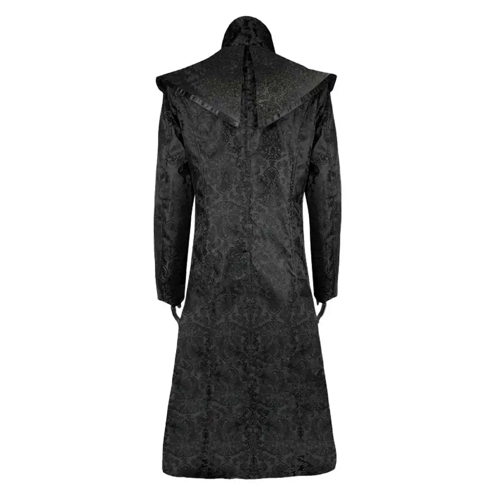 فانتازيا الرجال كيب التبشير القوطية معالج تأثيري حلي القرون الوسطى الرجعية الشرير معطف أسود سترة وتتسابق بدلة حفلة الهالوين #5