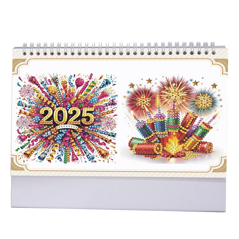 

2025 Special Shape Firework Diamond Painting Desk Calendar Table Top Diamond Painting Ornament Diamond Painting Desktop Decors
