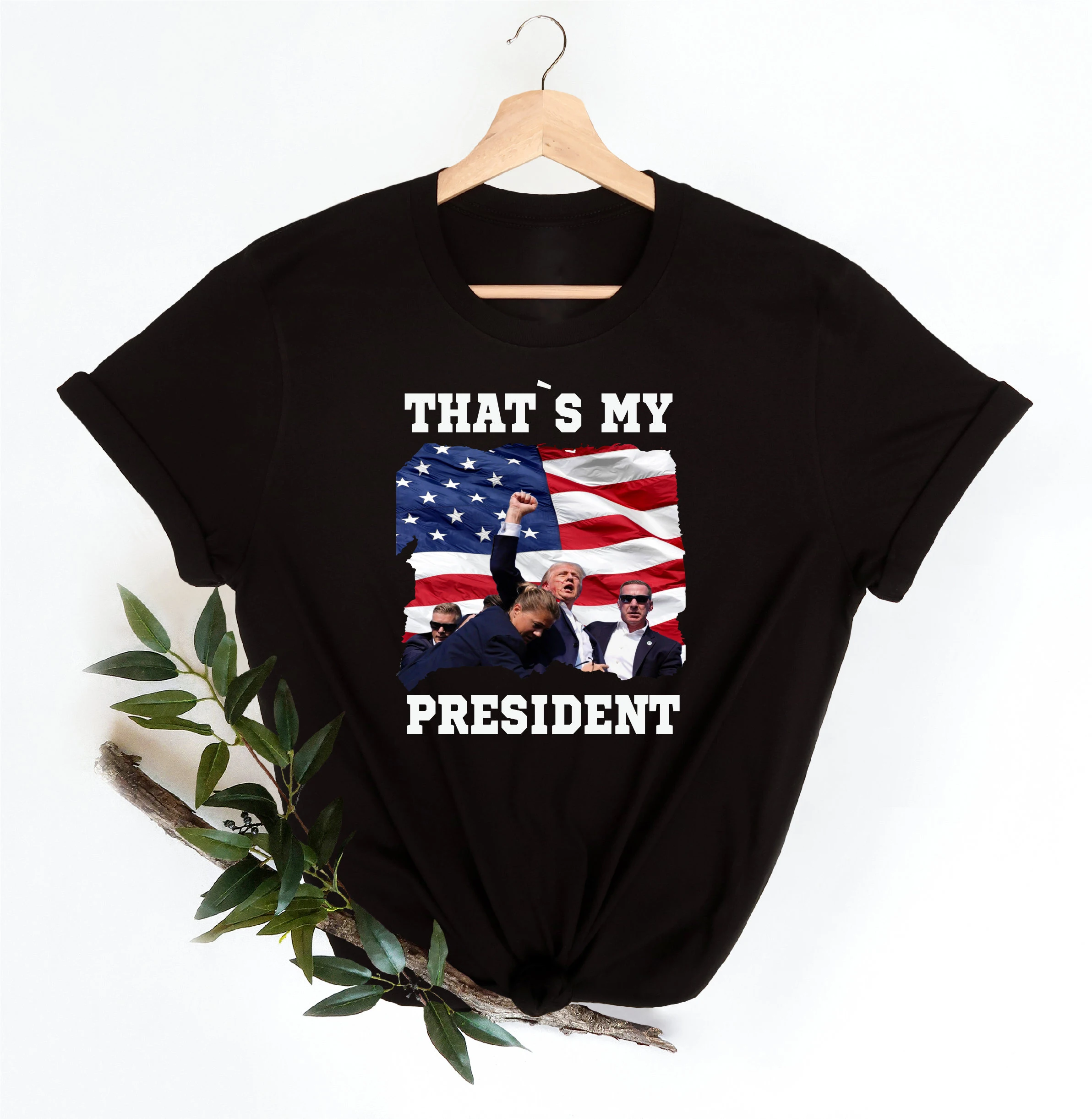 New Hot Sale Trend American Flag Print Women Presidential Follower Shirt That's My President Encouragement Slogan Female T-shirt