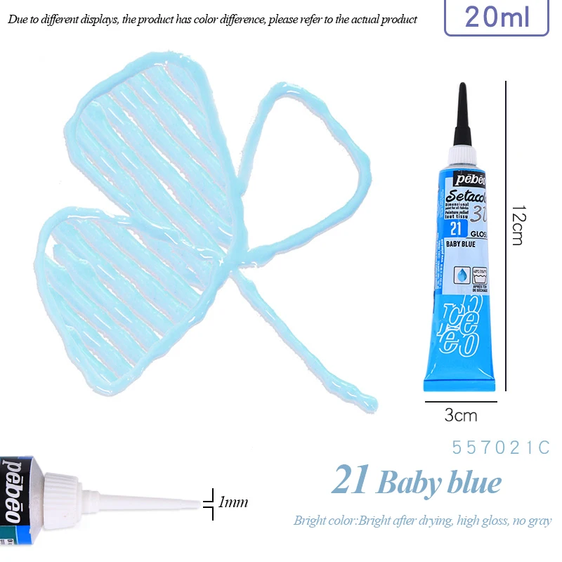 Setacolor 3D Stoffenverf 20ml Permanente Waterdichte Textielverf Niet-giftige 3D Stoffenmarker voor DIY Kleding Textielknutsels