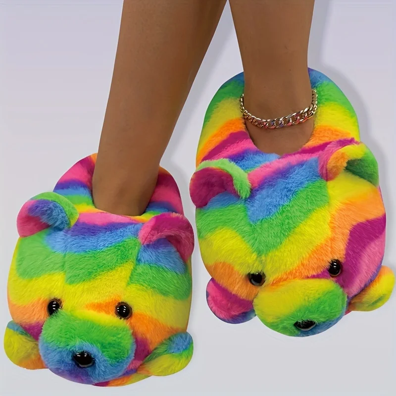 Cute And Fun Indoor Slippers Big Head Red Bear Design Perfect for Keeping Warm at Home