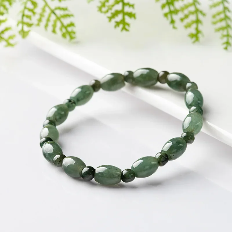 

Burmese Jade Beaded Bracelets Green Women Jewelry Gemstones Bracelet Natural Gift Designer Stone Emerald Carved Jadeite