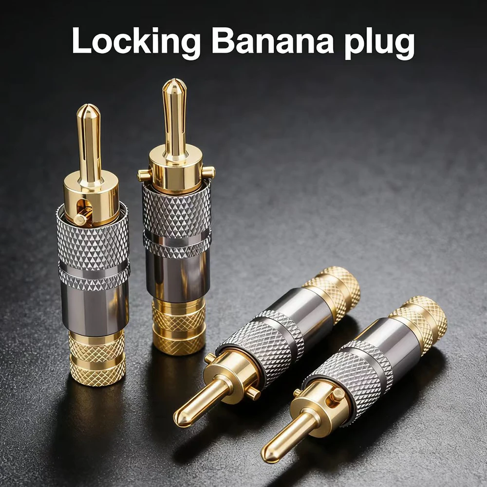 

8pcs lot Locking Banana Plug Speaker Amplifier Connector For DIY Speaker Cable