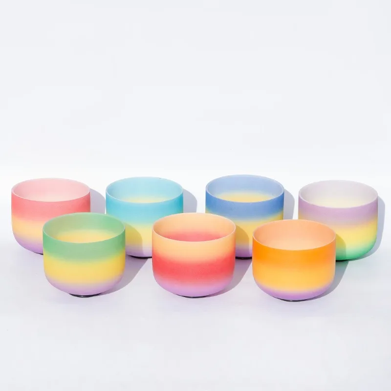 Rainbow Series Crystal Bowl Playing Instrument Yoga