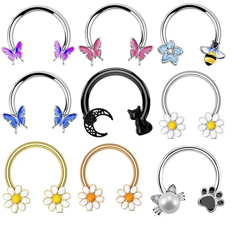 16G Septum Ring Daith Piercing Jewelry Surgical Steel Cartilage Earrings Hoop Nose Rings Hoop Conch Earrings Ear Hoop