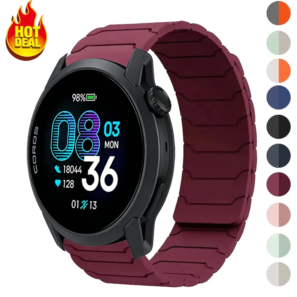 20/22mm Silicone Strap For Huawei Watch GT Runner 2 GT6-5-4-3 46mm Replace Magnetic Bracelet for COROS PACE 4 3 Pro/APEX 4 42mm