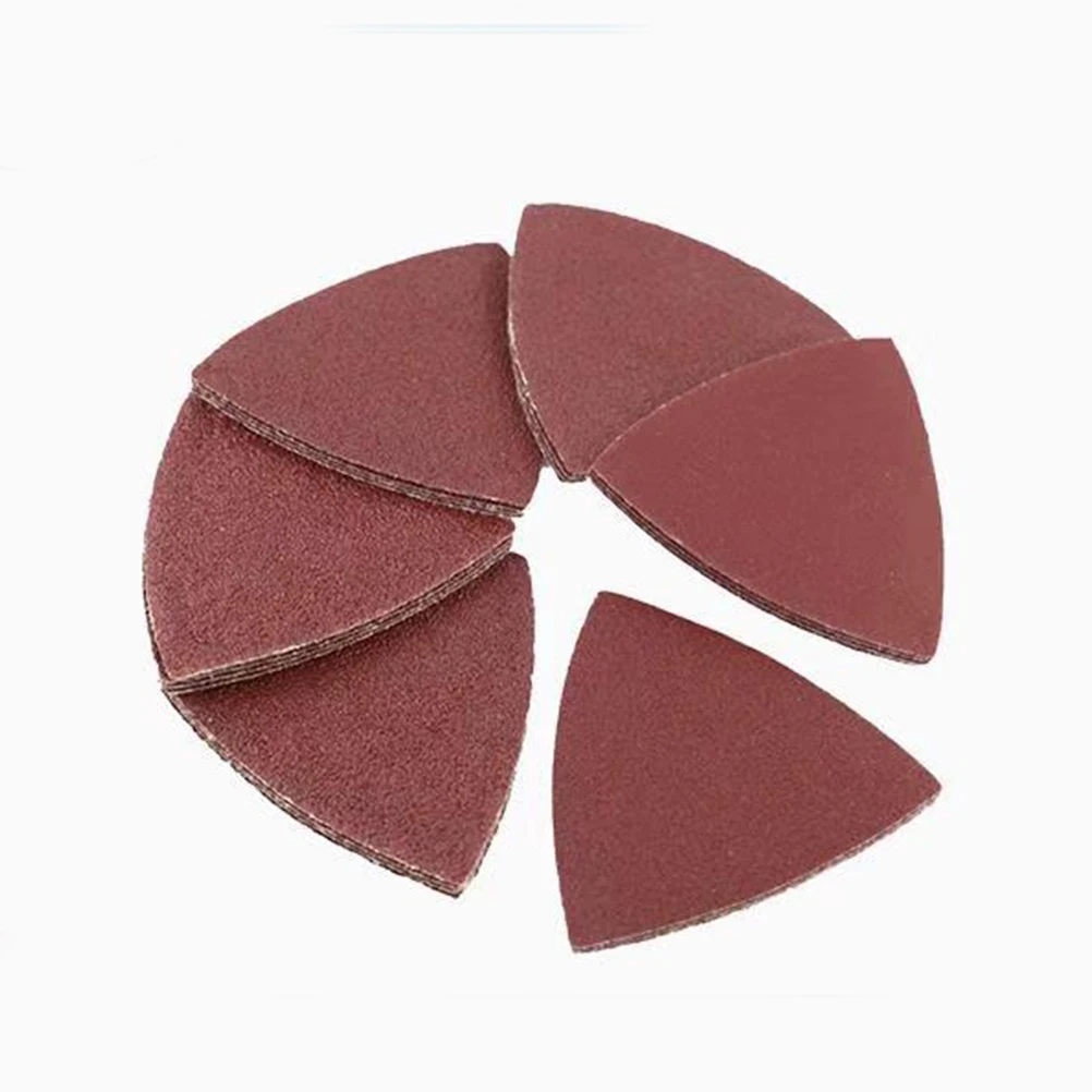 

100 pcs Triangle Sandpaper Tool Triangular Sanding Discs Grinding Polishing Pads Red Aluminum Oxide Material High Speed