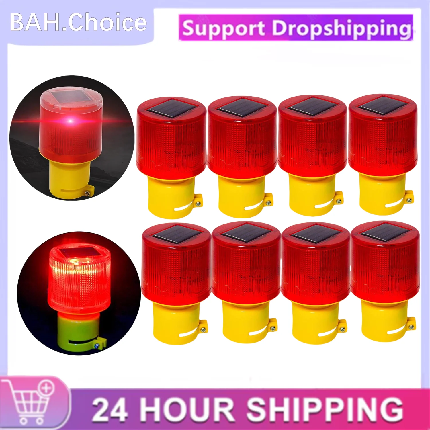 1/8Pcs Strobe Signal Warning Solar Light Flashing lights for fence construction Ceiling Security Alarm Flashing Lamp