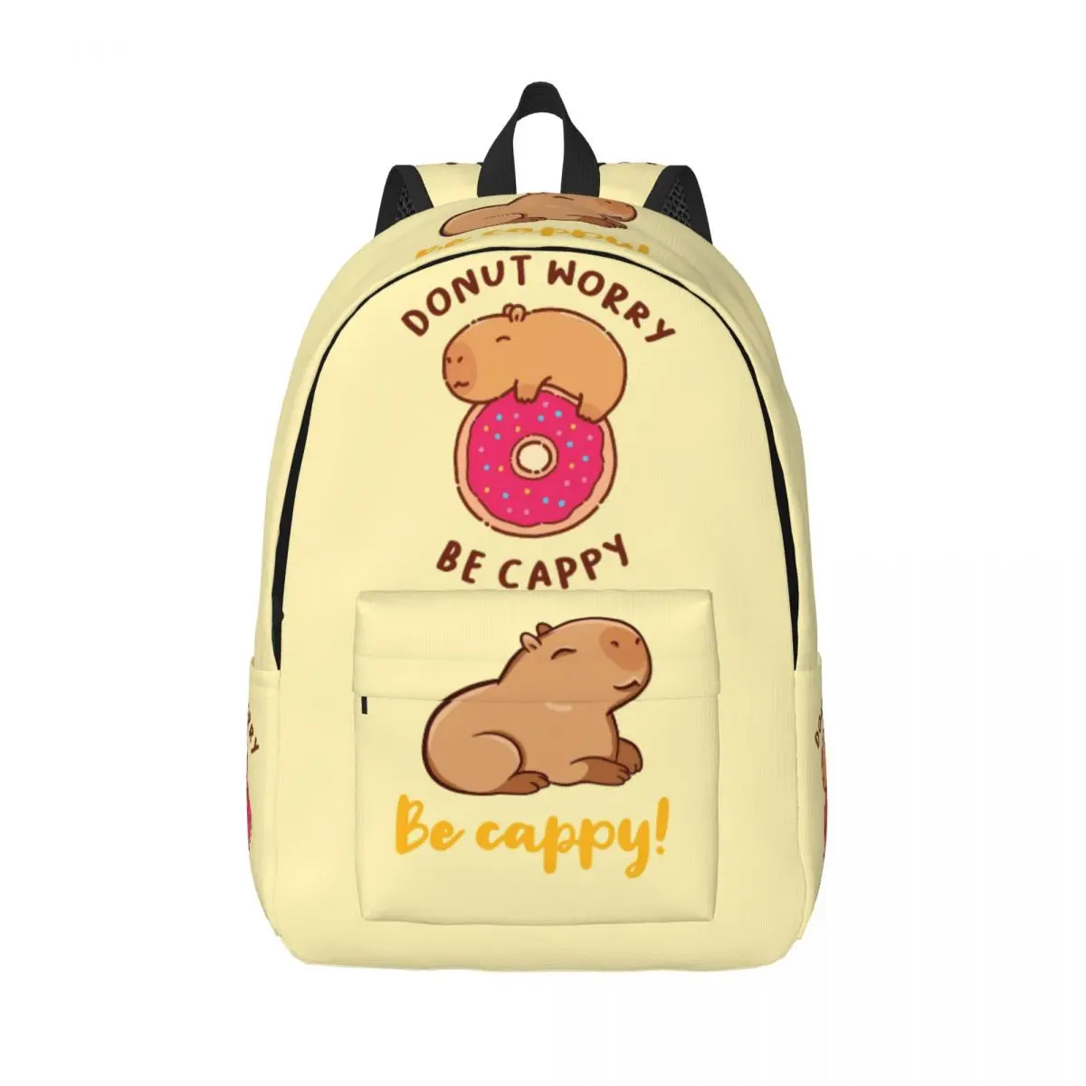 Happy Capyabara Backpack for Preschool Kindergarten School Student Cute Capyabaras Donut Bookbag Girl Kids Daypack with Pocket