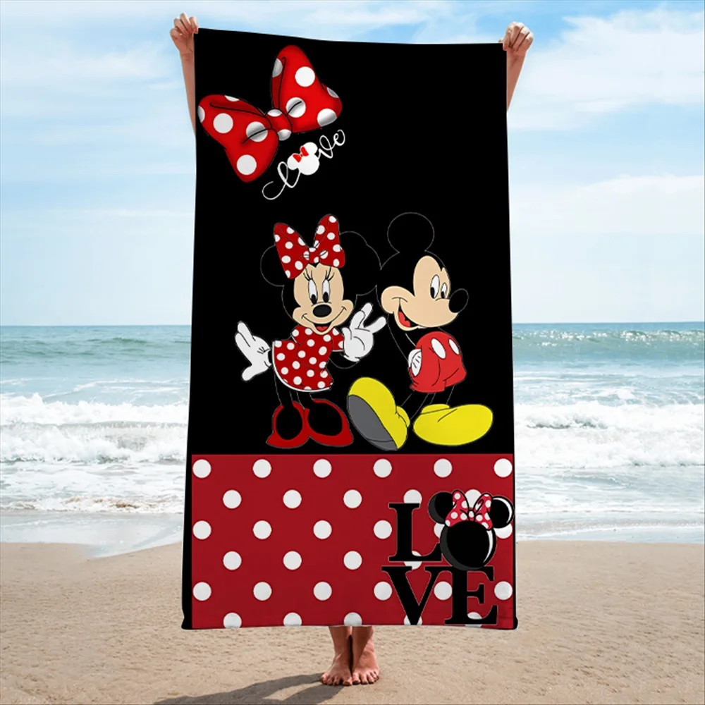 3D Mickey Minnie Mouse Black Beach Towel Cartoon Kids Boys Girls Soft Donald Duck Bath Towel Throw Blanket Bathroom Decor