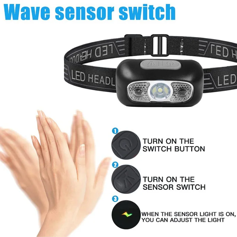 Imagem -04 - Usb Recarregável Led Farol Luz Indutiva Corpo Sensor de Movimento Farol Lanterna ao ar Livre Camping Tocha Cabeça Lâmpada