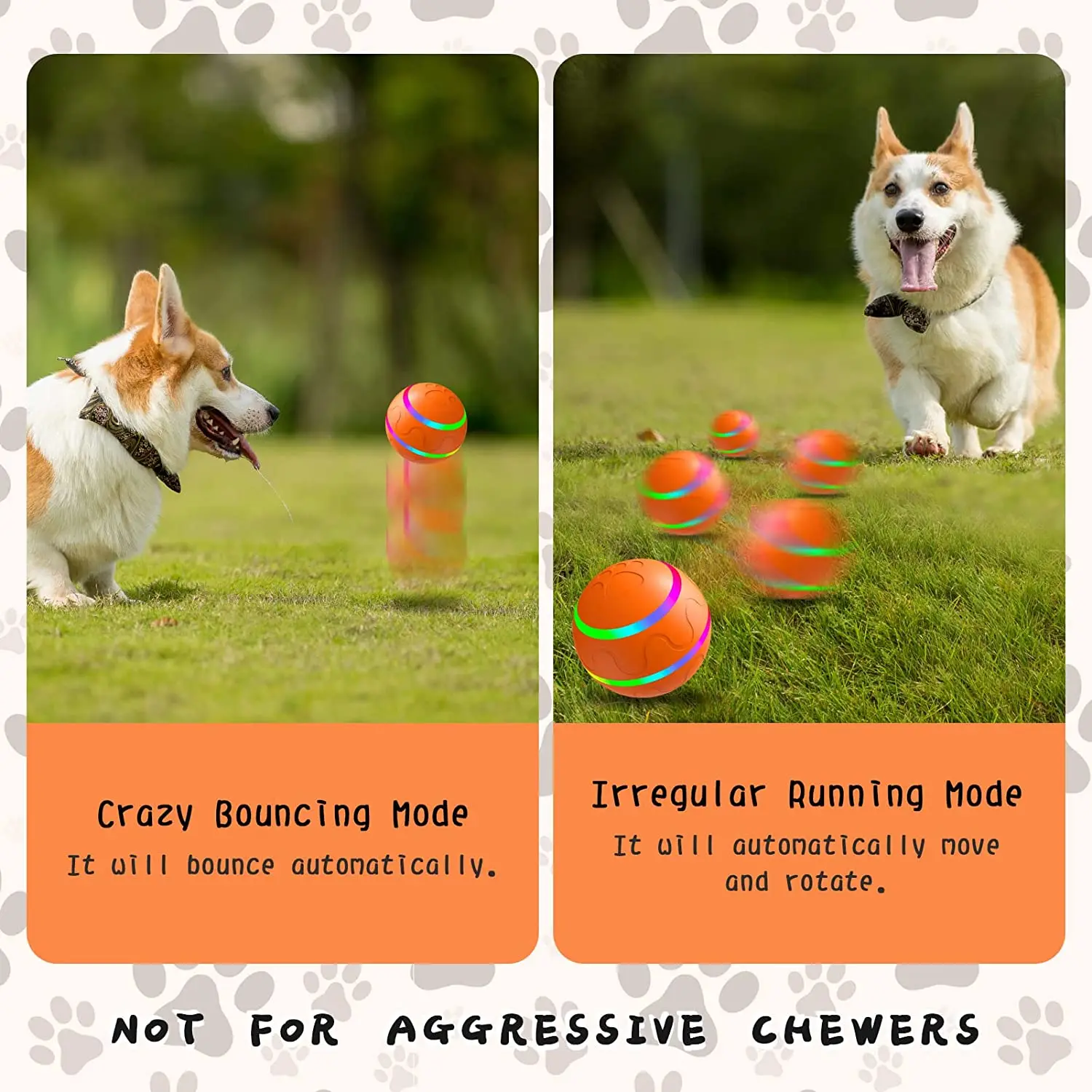 ATUBAN Interactive Dog Ball Toys,Active Rolling Ball for Indoor Dogs/Cats with Motion Activated,Moving Bouncing Ball pet Toys