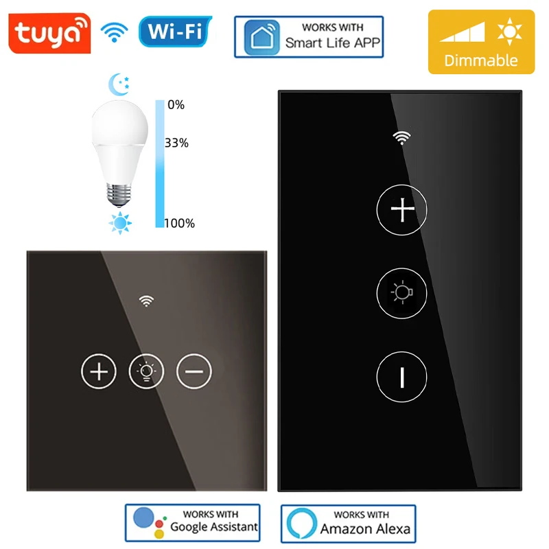 Tuya WiFi EU / US Smart Dimmer Switch Light Wireless Touch Smart Life APP Voice Control Lamp Switch Work with Alexa Google Home