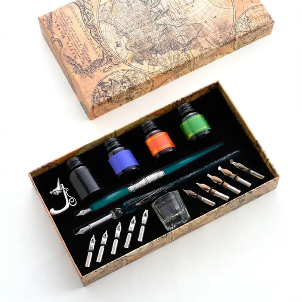 Elegant Glass Dip Pen Set Starry Sky Creative Calligraphy Tool Artistic Stationery Gift For Students Writing Practice