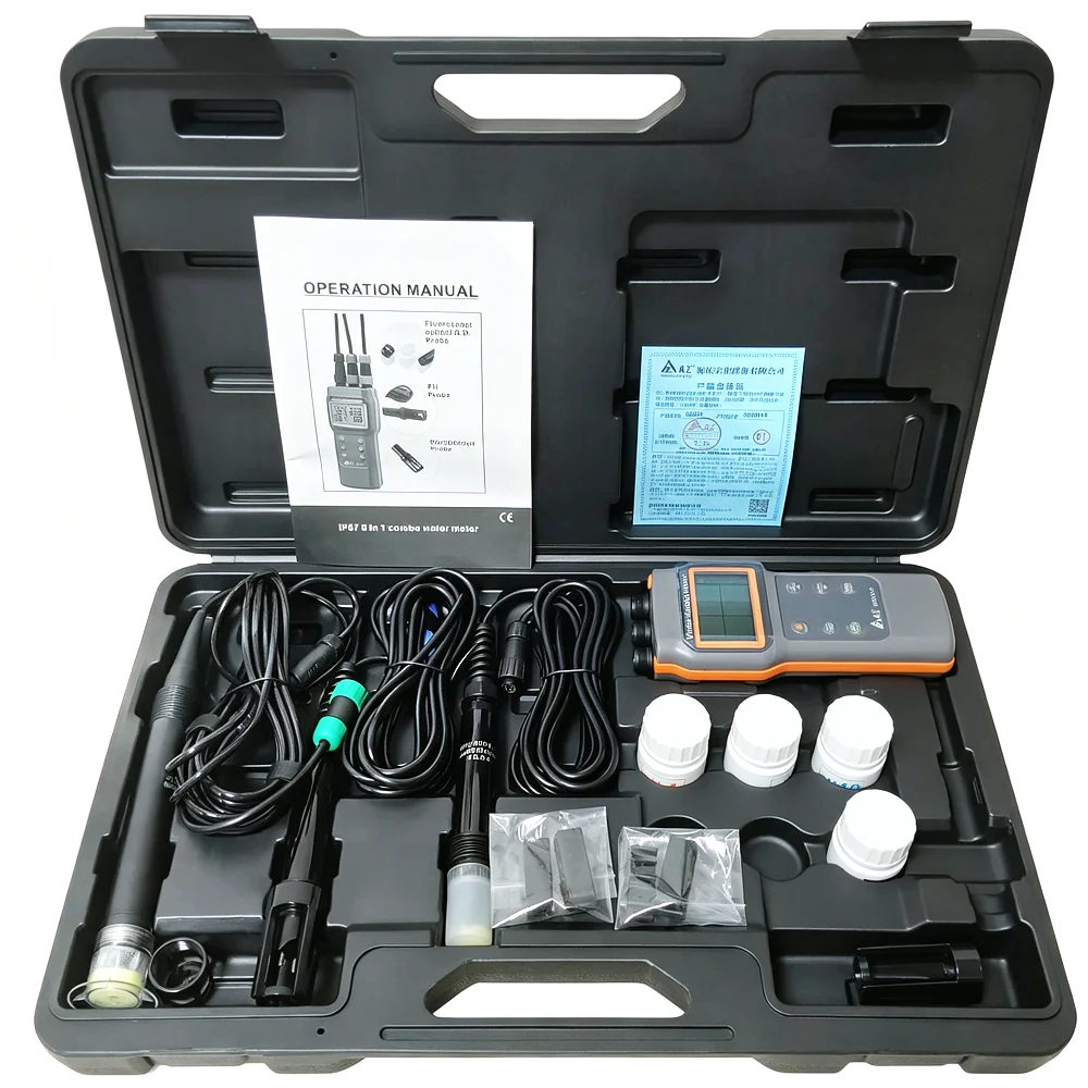 AZ86032 Multi-Parameter Fluorescence Water Meter Waterproof Combo Water Quality Tester ODO pH Conductivity TDS Salinity Meter