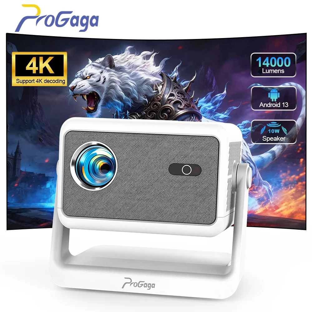 PROGAGA 1080P PG370MAX Proyector Full HD Android WiFi BT 14000 Lúmenes Proyector Inteligente para Cine en Casa Proyector de Video Portátil