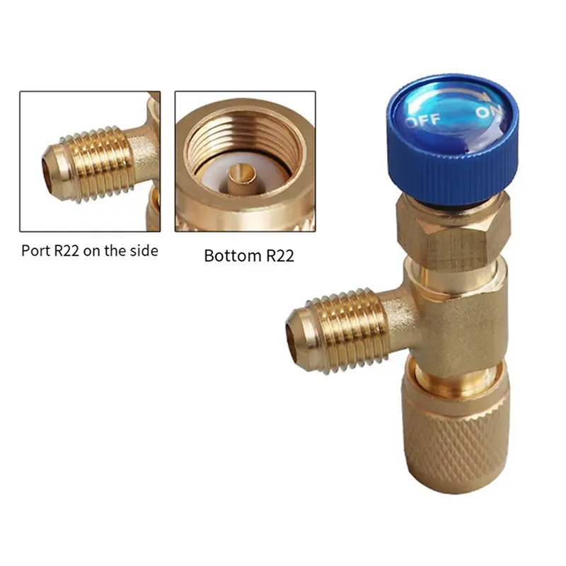 ABKW-2X R22 R410 AC Valve 1/4 Inch Filler Joint A/C Refrigerant Valve Air Conditioning Repair And Fluoride Safety Adapter B