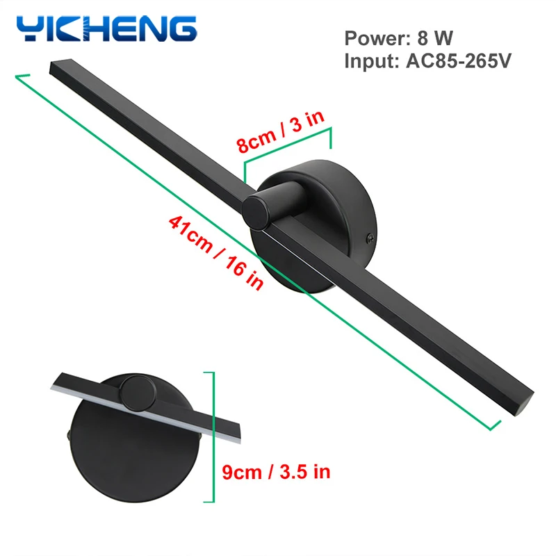 300°Rotatable Bedside Lamp with Switch Indoor Wall Lamp LED Light 40cm Nordic LED Mirror Front Light For Home Bedroom Decoration - Image 2