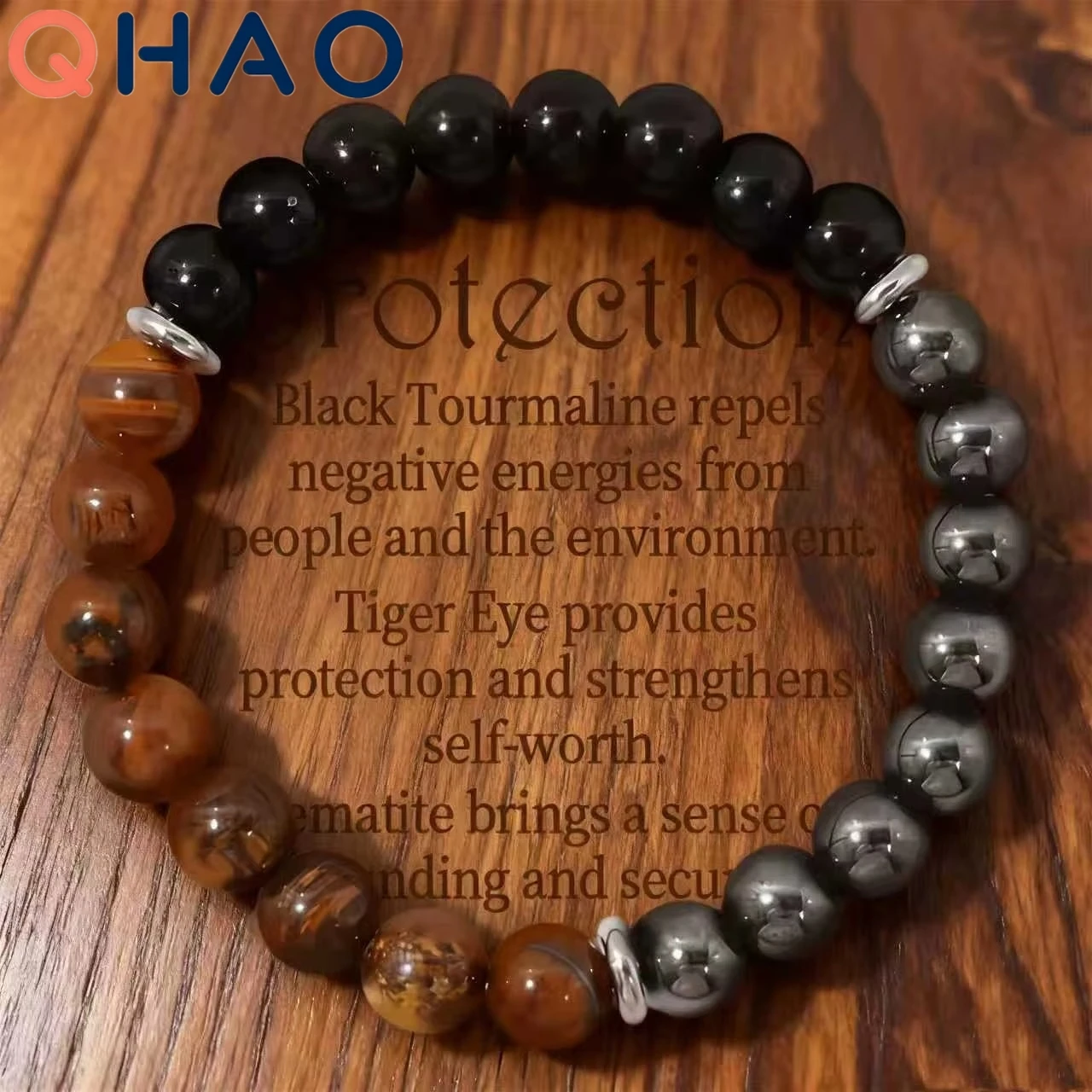Tiger Eye Obsidian Hematite Bracelet 8mm Round Beads for Spiritual Protection and Grounding  luxury bracelets