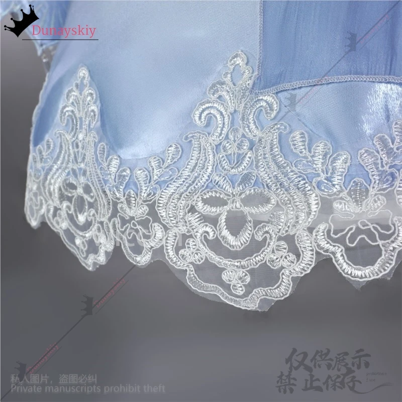 Anime RWBY Cosplay Weiss Schnee Costume White To Blue Gradient Elegance Dress Lace Lolita Ponytail Wig Jirai Kei Girls -코스프레