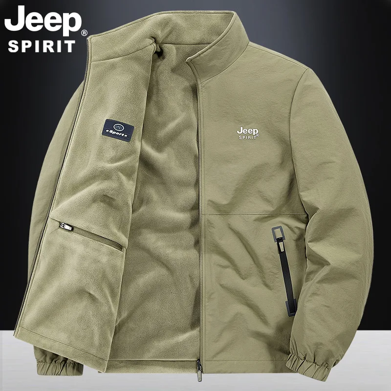 JEEP SPIRIT мужская куртка осень-зима повседневная верхняя одежда двусторонняя одежда воротник-стойка флисовая одежда JEEP SPIRIT мужская куртка осень-зима повседневная верхняя одежда двусторонняя одежда воротник-стойка флисовая одежда