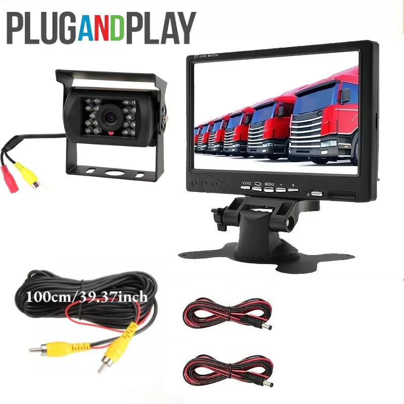 7-Inch TFT-LCD Rear View Monitor Compatible for Cars/SUVs/RVs with 18- Backup Camera System,10m Cable, Dual-Channel Video Input